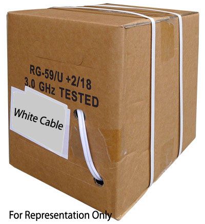 500ft Solid Copper RG59 Siamese Video Power Cable Roll, White